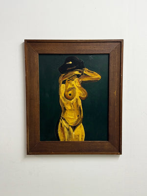Mid-Century Nude Female Figure Expressionist Oil Painting