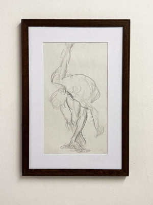 Original Expressionist Italian Figure Study Pencil Drawing – Signed Nude Sketch, Minimalist Figurative Artwork