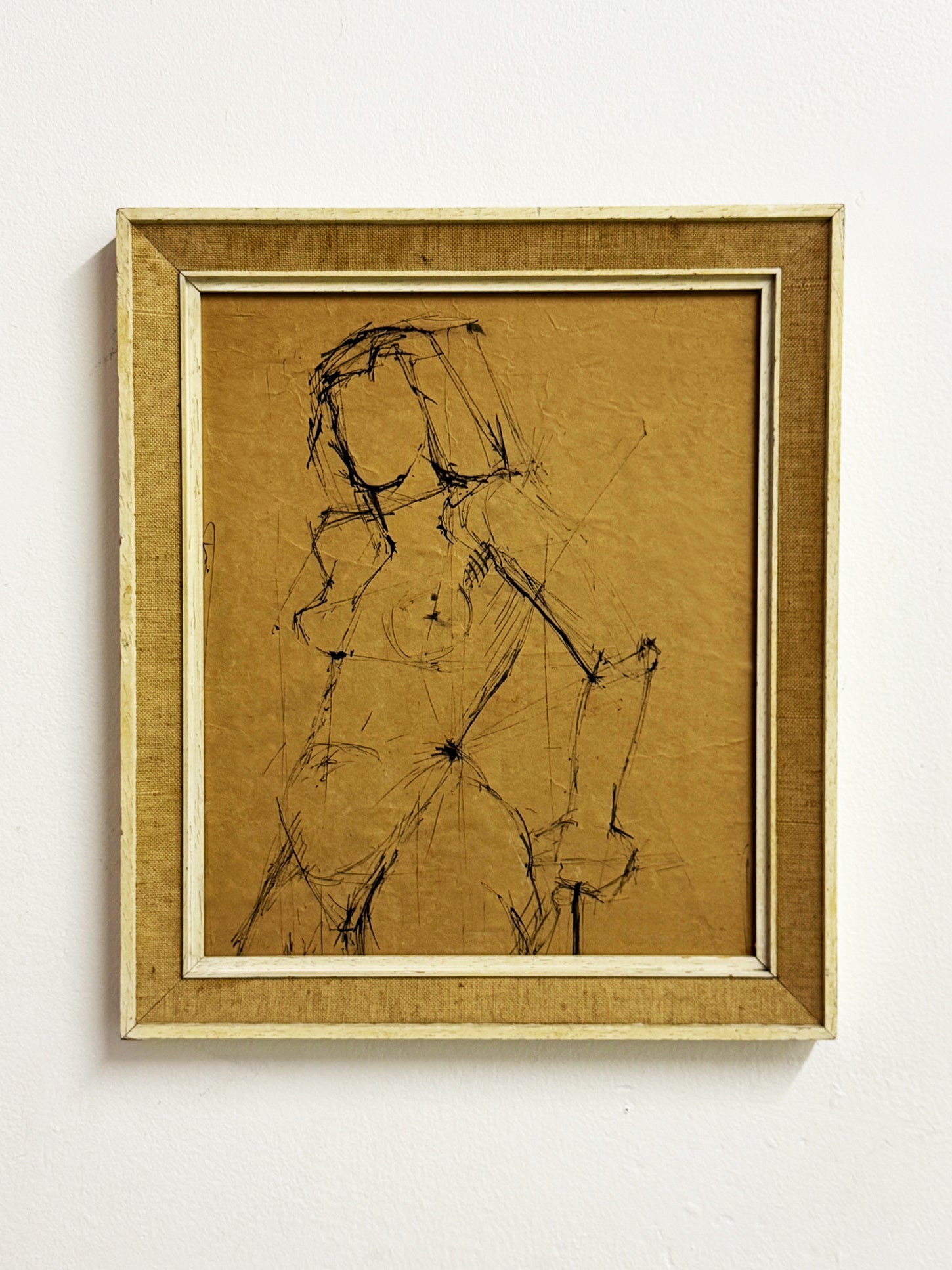 Expressive Minimalist Nude Figurative Study Ink Drawing