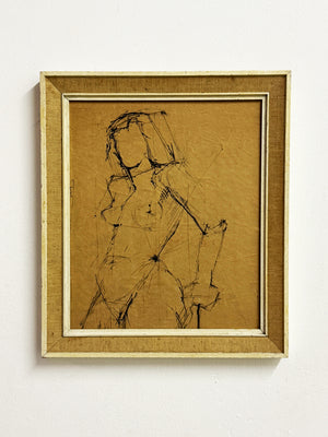 Expressive Minimalist Nude Figurative Study Ink Drawing