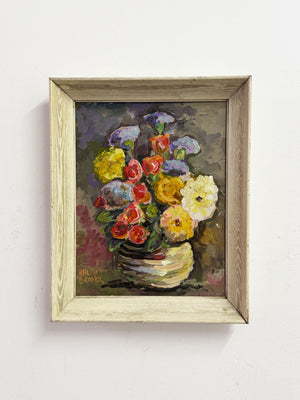 Hal Brooks, Mid-Century Modern Floral Still Life Oil Painting - Flowers in Vase