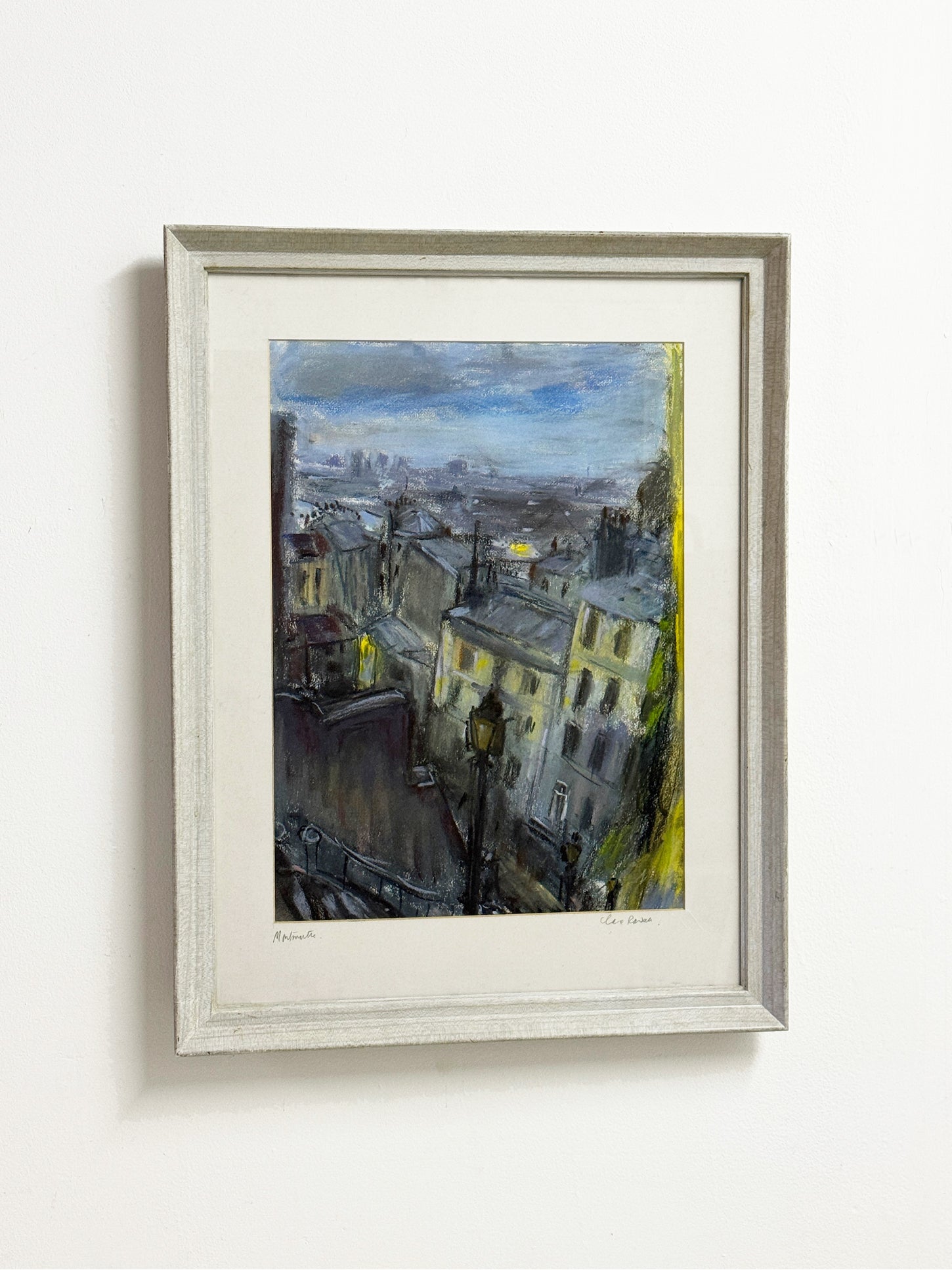 Vintage Pastel Parisian Montmartre Cityscape Painting