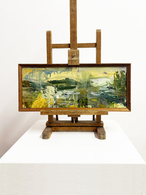 Mid Century Vintage Green Abstract Landscape Impasto Textured Oil Painting