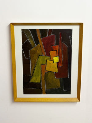 Vintage Abstract Oil Painting, Original Artwork by Payot Mauf - 1980's