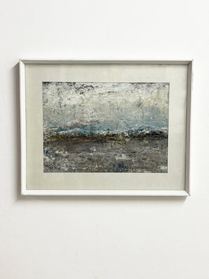 Vintage Nordic Landscape – Abstract Textured Painting in Soft Tones