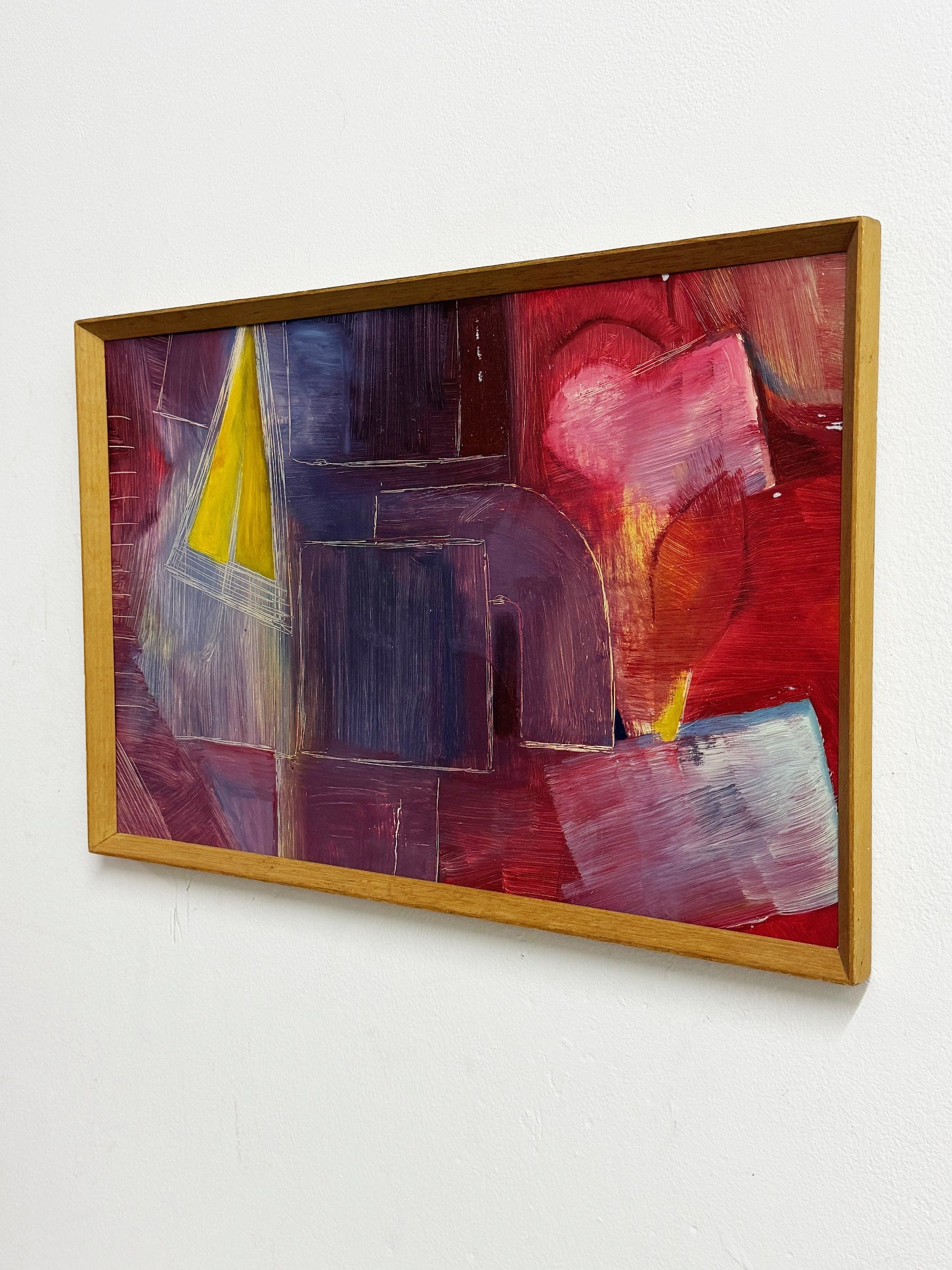 Vintage Abstract Geometric Expressionist Painting