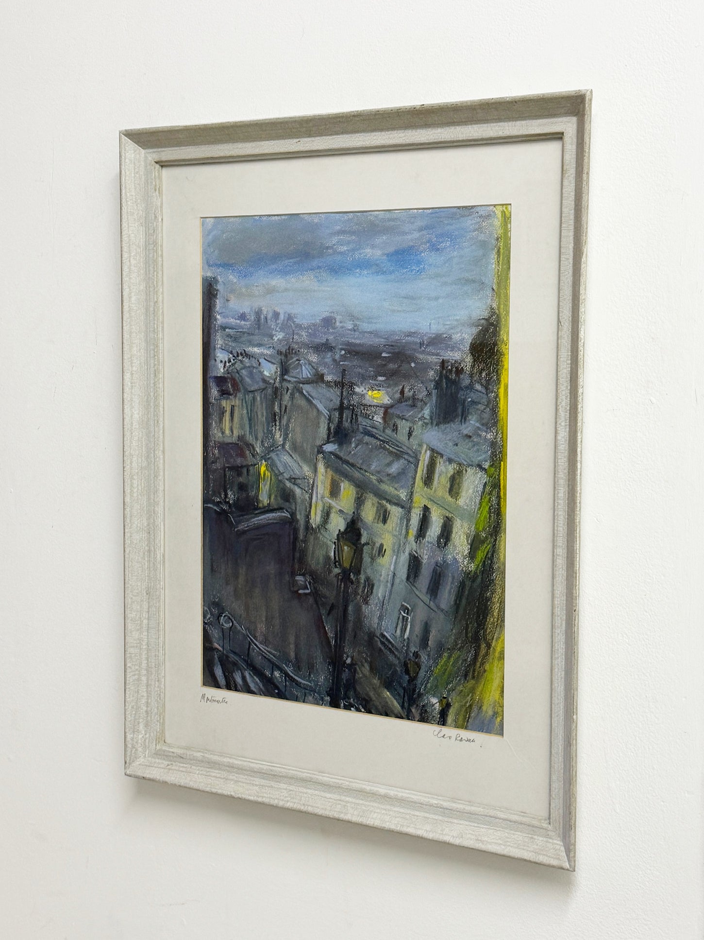 Vintage Pastel Parisian Montmartre Cityscape Painting