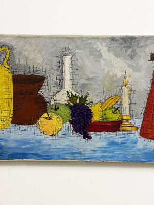 Mid Century Still Life Modernist Signed Oil Painting