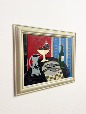 Cornish Still Life Modernist Painting With Fish