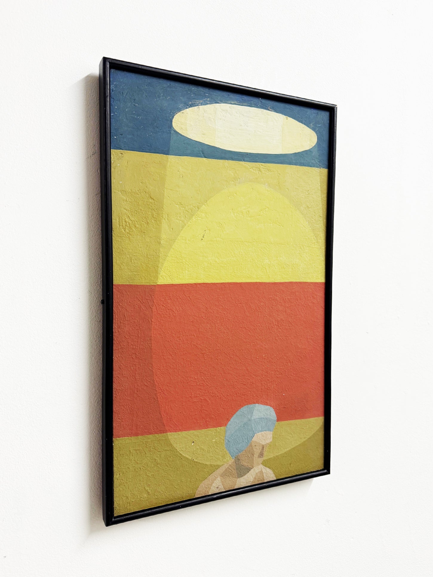 Mid Century Cubist Figural & Geometric Abstract Oil Painting