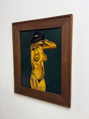 Mid-Century Nude Female Figure Expressionist Oil Painting
