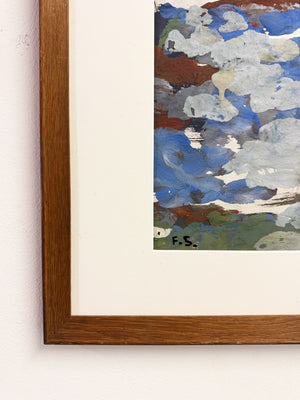 Mid Century Abstract Painting – Vintage Modernist Artwork Signed F.S. 1960's