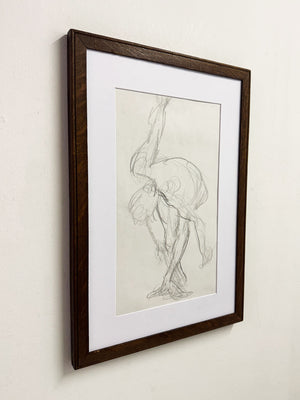 Original Expressionist Italian Figure Study Pencil Drawing – Signed Nude Sketch, Minimalist Figurative Artwork