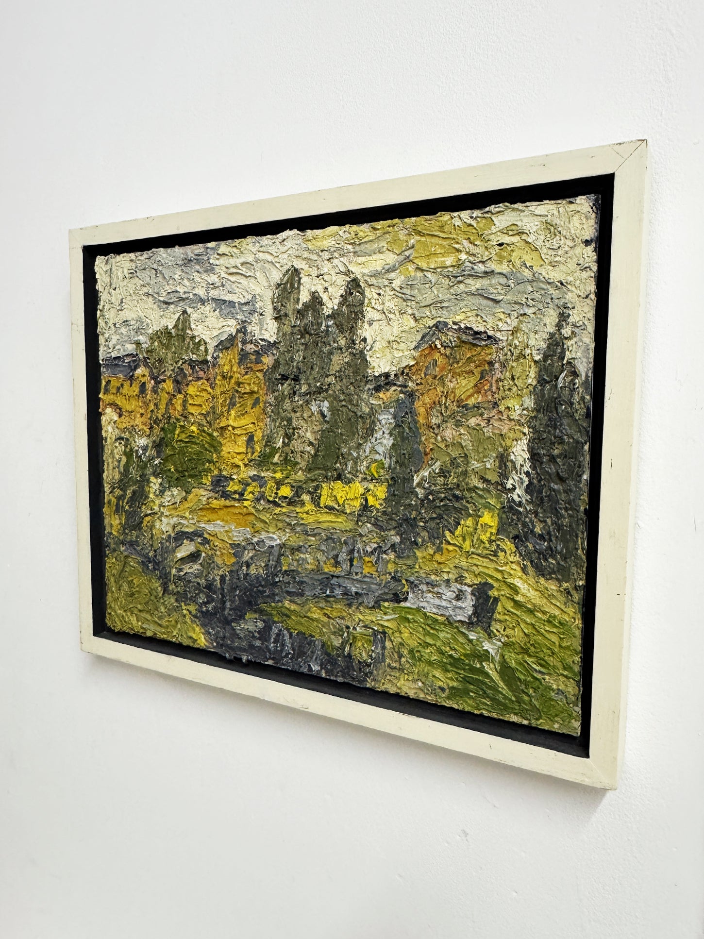 Vintage Textured Landscape Oil Painting by Barry De More – Heavy Impasto Original Artwork