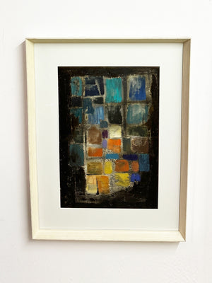 Vintage Cubist Abstract Oil Painting, Payot Mauf - Original Artwork  - 1970's