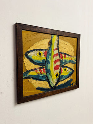 Modernist Expressionist Textured Impasto Fish Painting