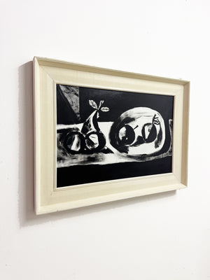 Monochrome Still Life Abstract Painting – Modernist Style