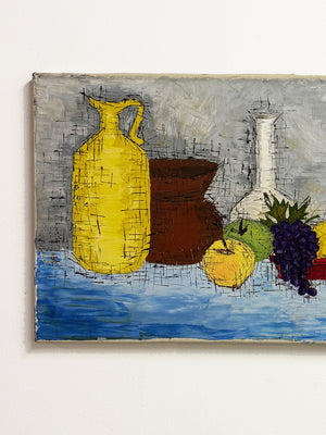 Mid Century Still Life Modernist Signed Oil Painting
