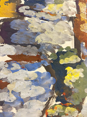 Mid Century Abstract Painting – Vintage Modernist Artwork Signed F.S. 1960's