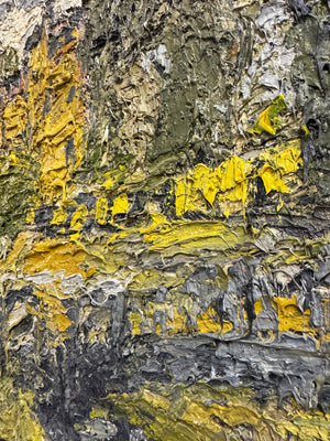 Vintage Textured Landscape Oil Painting by Barry De More – Heavy Impasto Original Artwork