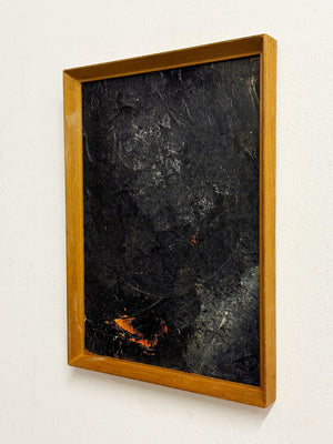 Signed JJ Mid Century Impasto Abstract Black Orange Oil Painting