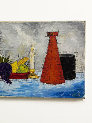 Mid Century Still Life Modernist Signed Oil Painting