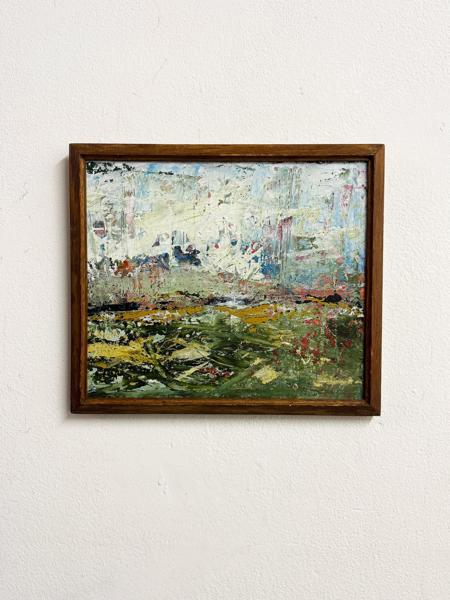 Vintage Textured Abstract Landscape Expressionist Oil Painting