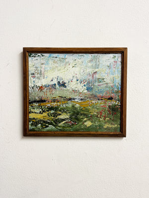 Vintage Textured Abstract Landscape Expressionist Oil Painting