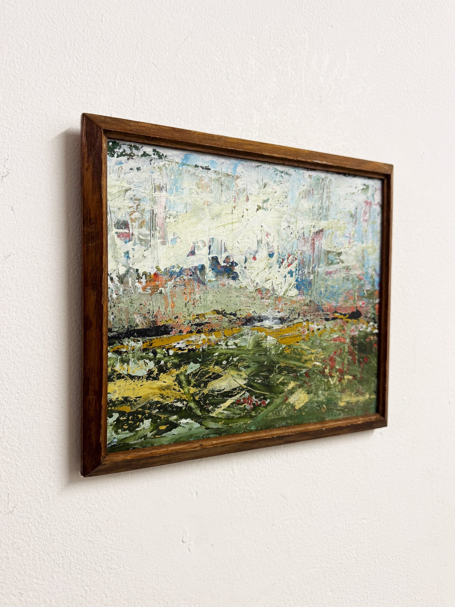 Vintage Textured Abstract Landscape Expressionist Oil Painting