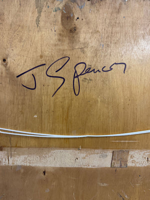 Mid Century Abstract Cityscape,  Signed Oil Painting