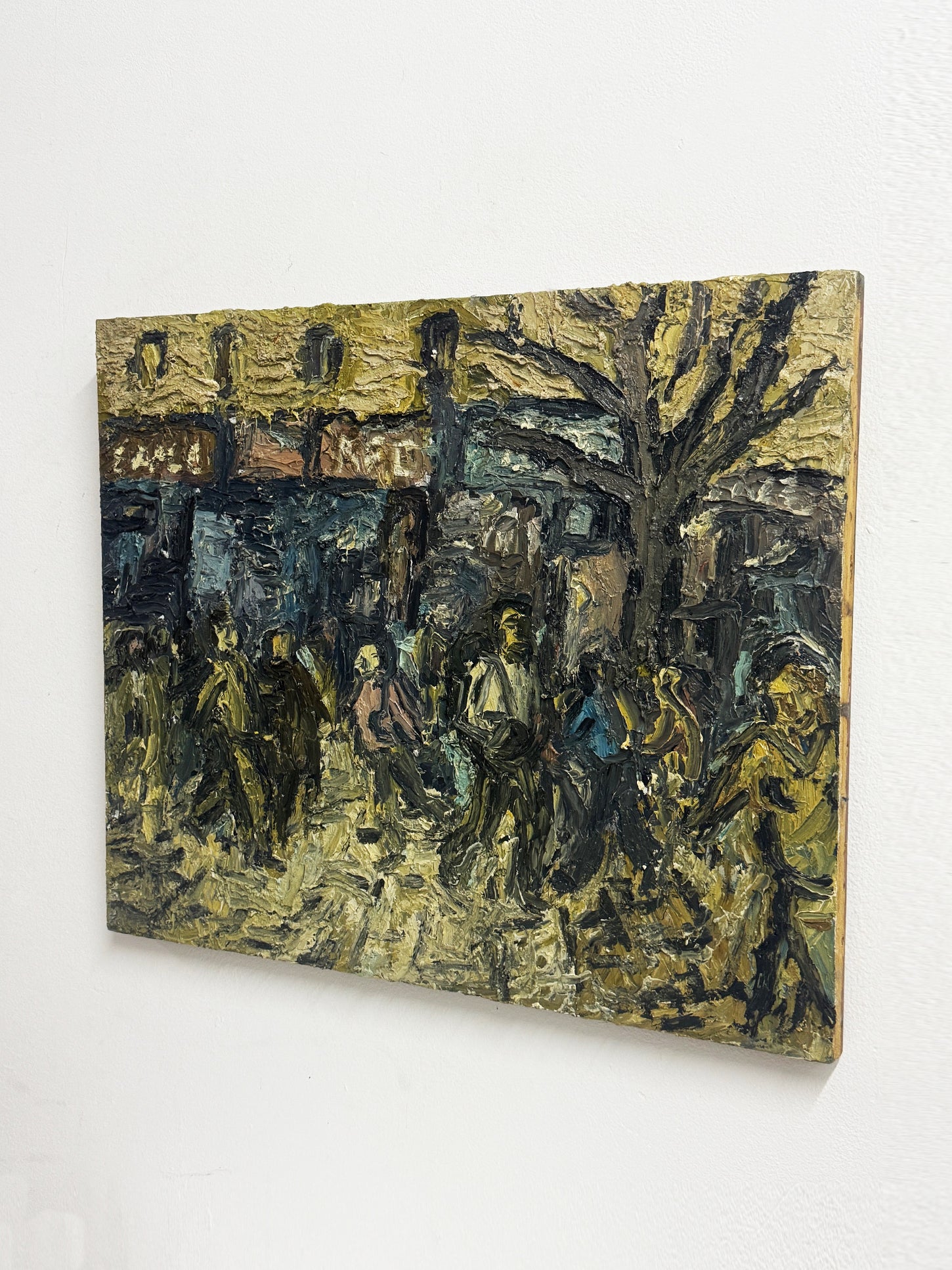 Barry De More, Vintage Impasto Abstract Street Scene Oil Painting