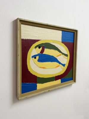 Swedish Still Life Mid-Century Fish, Textured Impasto Oil Painting