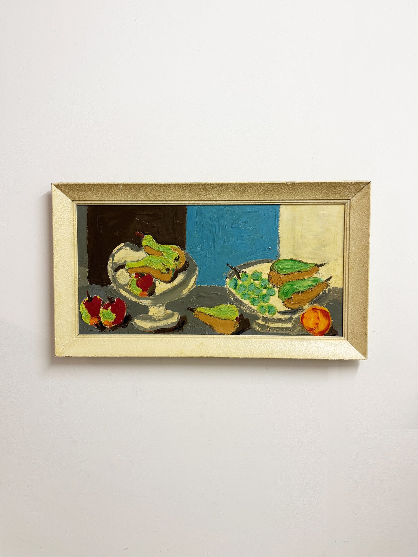 Mid-Century Expressionist Still Life Oil Painting with Fruit Bowls