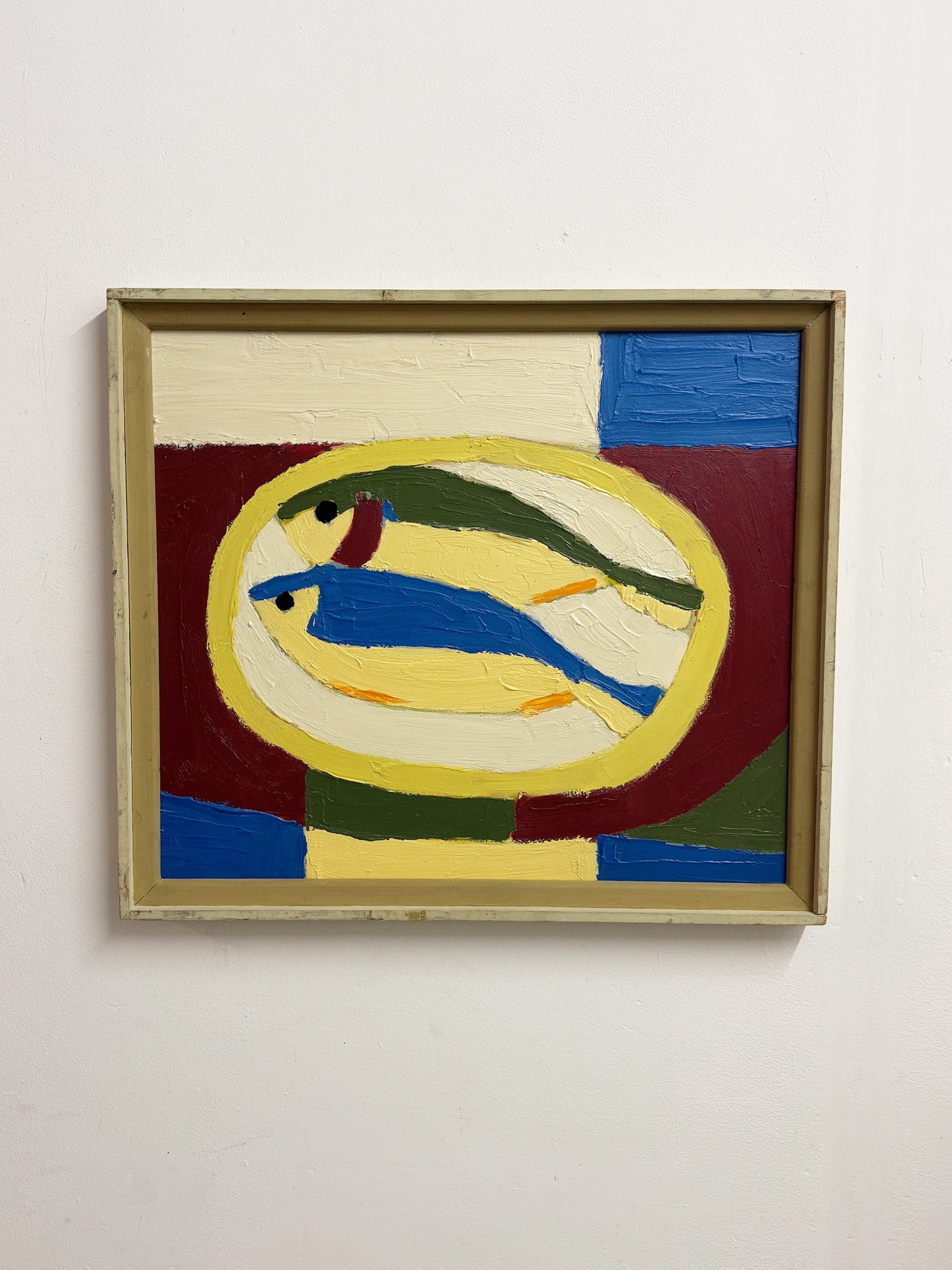 Swedish Still Life Mid-Century Fish, Textured Impasto Oil Painting