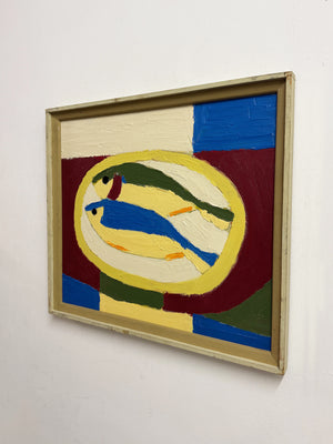 Swedish Still Life Mid-Century Fish, Textured Impasto Oil Painting
