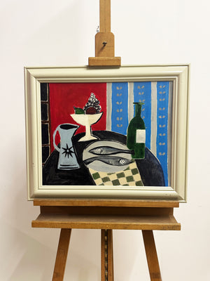 Cornish Still Life Modernist Painting With Fish