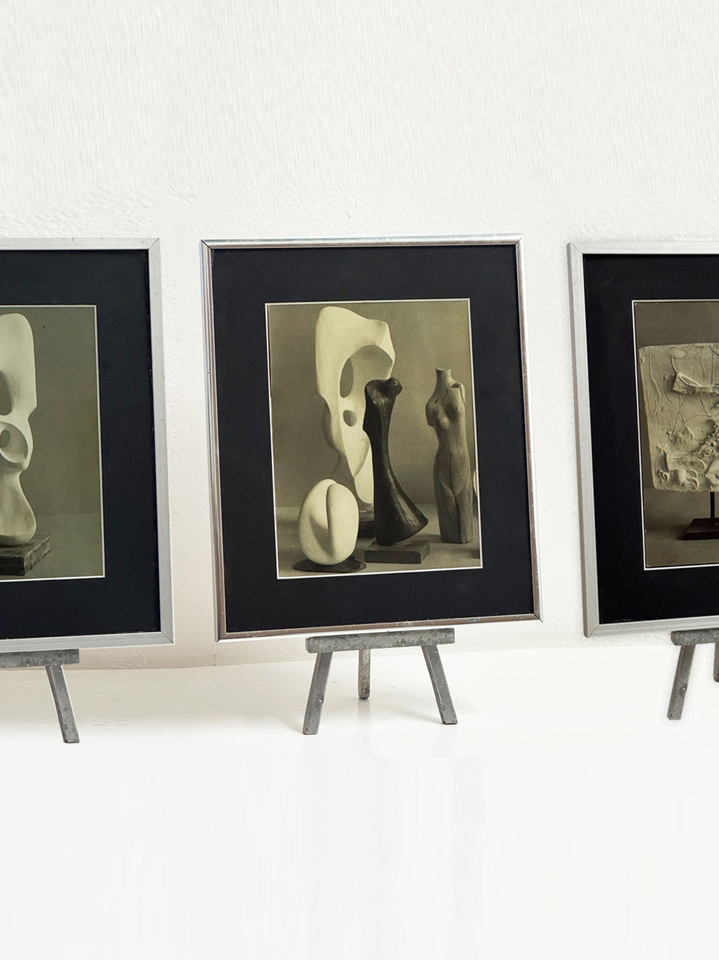 Mid Century Modernist Sculptures Black & White Photos - Set Of 3