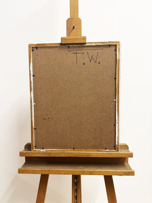 Terence Wood, Vintage Modernist Abstract Still Life - Chairs & Table Oil Painting