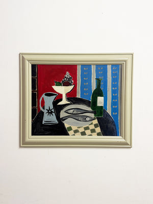 Cornish Still Life Modernist Painting With Fish