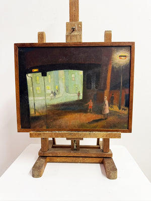 Mabel Alleyne Oil Painting “Between the Lights” RBA Exhibited, London Nocturne Street Scene