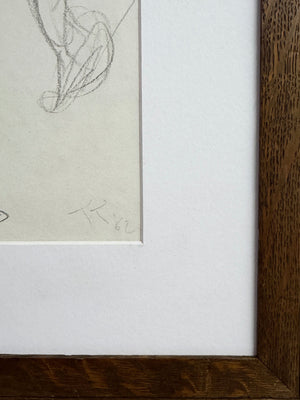 Original Expressionist Italian Figure Study Pencil Drawing – Signed Nude Sketch, Minimalist Figurative Artwork