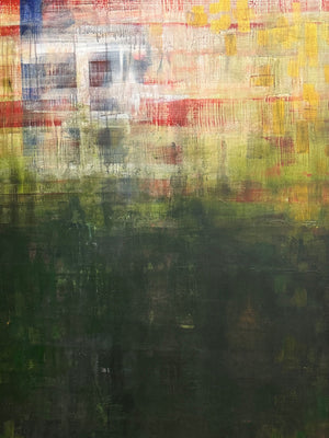 Extra Large Green & Red Modernist Abstract Painting