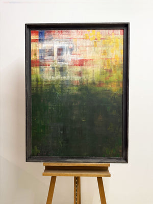 Extra Large Green & Red Modernist Abstract Painting